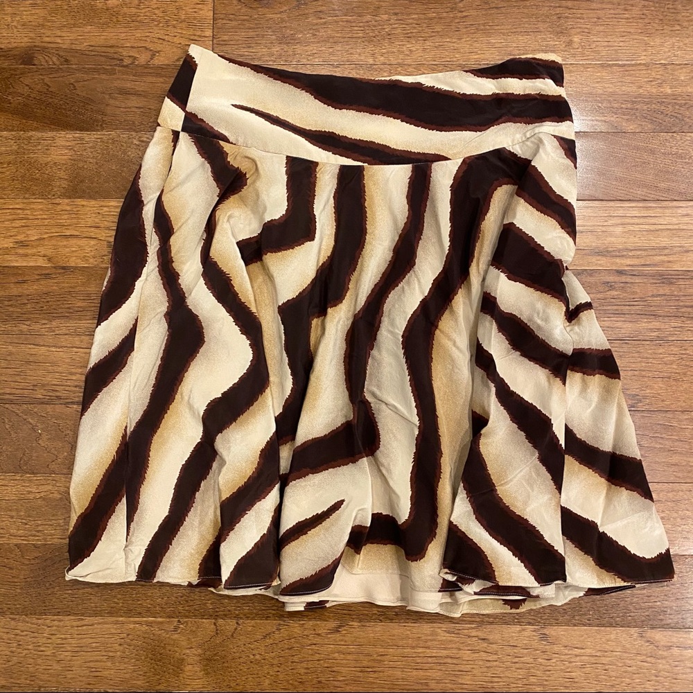 RALPH LAUREN SILK ANIMAL PRINT A-LINE SKIRT